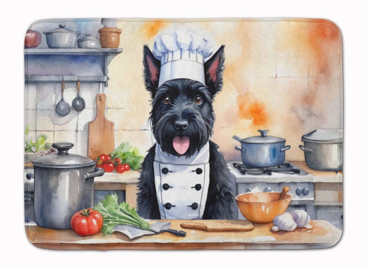 Scottish Terrier The Chef Memory Foam Kitchen Mat Machine Washable Anti-Fatigue Mat Cushion Comfort Bath Mat Or Kitchen Rug_maomaolike.com