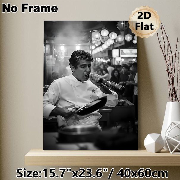 Chef Themed Painting Poster, Monochrome Lively Culinary Scene Poster, Captivating Candid Chef Moment, Ideal Decor For Restaurant, Kitchen & Dining_maomaolike.com
