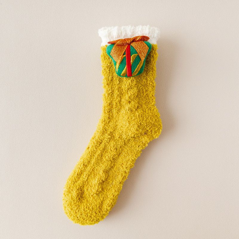 Christmas sock Christmas socks coral velvet socks women's mid-tube socks autumn and winter home cute plus velvet thick warm month socks_maomaolike.com