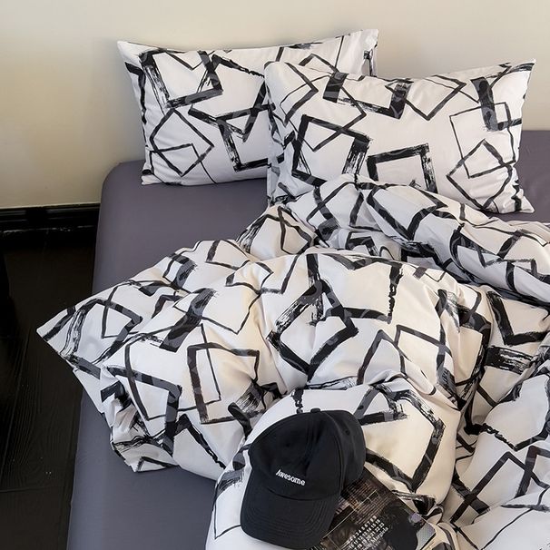 Wholesale INS Nordic Style Simple Pure Four-Piece Set British Striped Quilted Full Cotton Dormitory Apartment Homestay Bedding_maomaolike.com