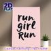 Run Girl Run Motivational Painting Poster, Minimalist Handwritten Typography Poster, Inspirational Text Decor Ideal For Home Gym, Bedroom And Living_maomaolike.com