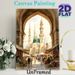 Islamic Bazaar & Mosque Painting Poster, Warm-toned Watercolor Poster, Features Bustling Market Scene With Ornate Mosque And Minarets, Adds Cultural_maomaolike.com
