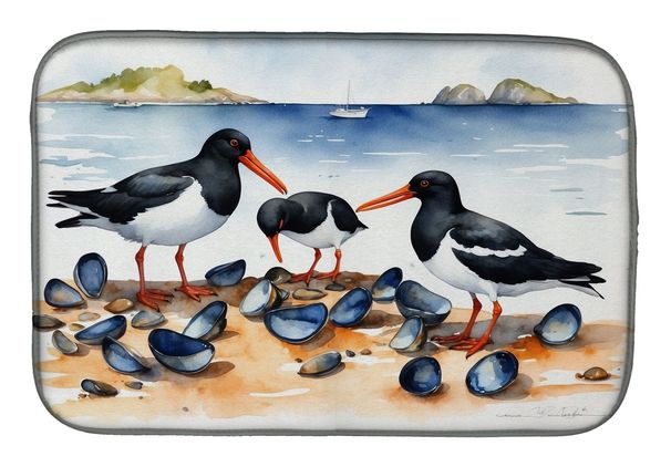 Oystercatchers Feeding Dish Drying Mat Absorbent Dish Drying Mat Pad For Kitchen Counter Dish Drainer Mat For Countertop, 14 X 21", Multicolor_maomaolike.com