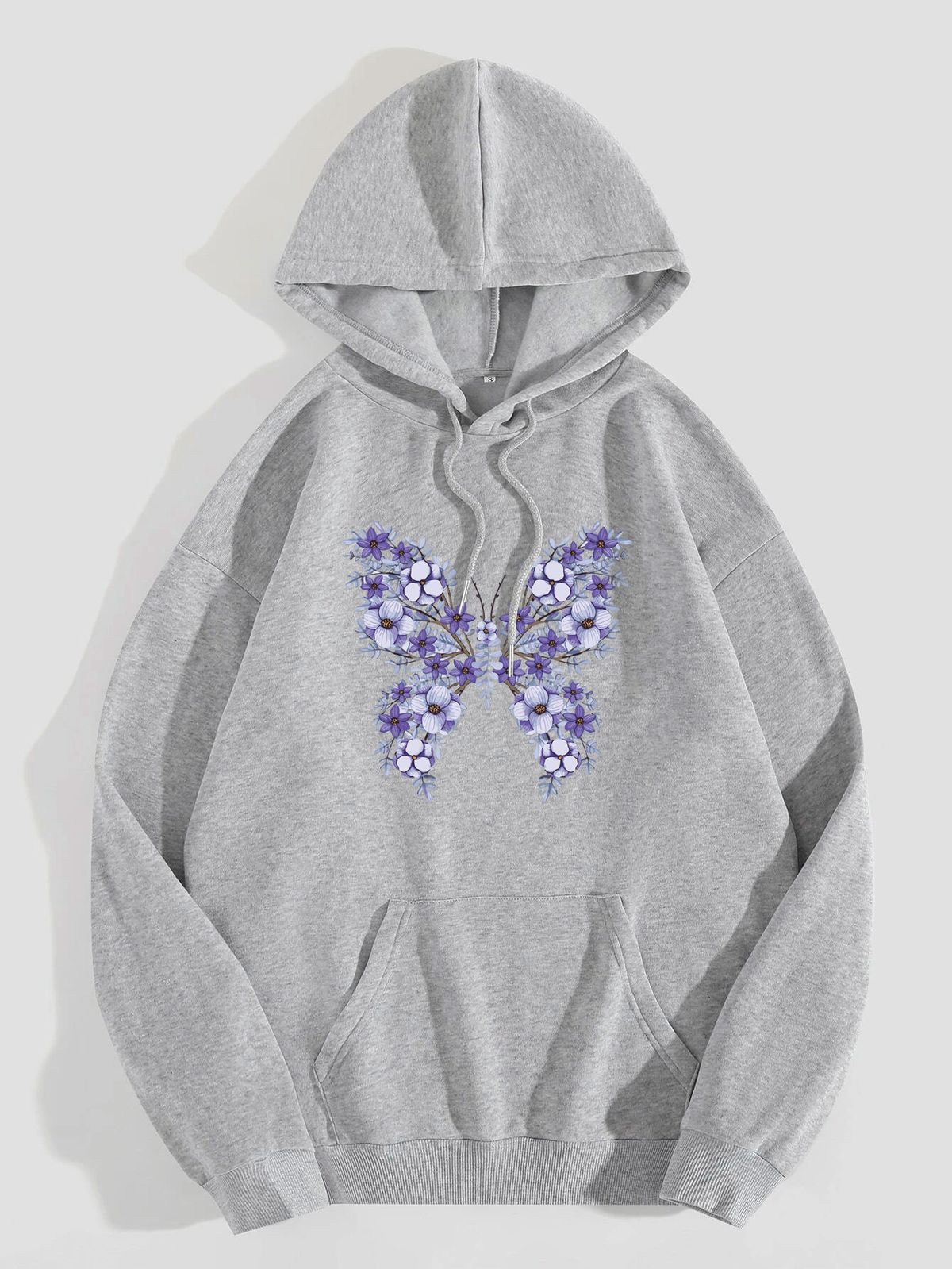 Women's Hoodie Long Sleeve Hoodies & Sweatshirts Printing Pocket Casual Flower Butterfly_maomaolike.com