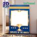 Employee Of The Month Painting Poster, Shiny Golden Trophy & Crown With Star Accents Blue-toned Poster, Ideal For Honoring Outstanding Employees_maomaolike.com
