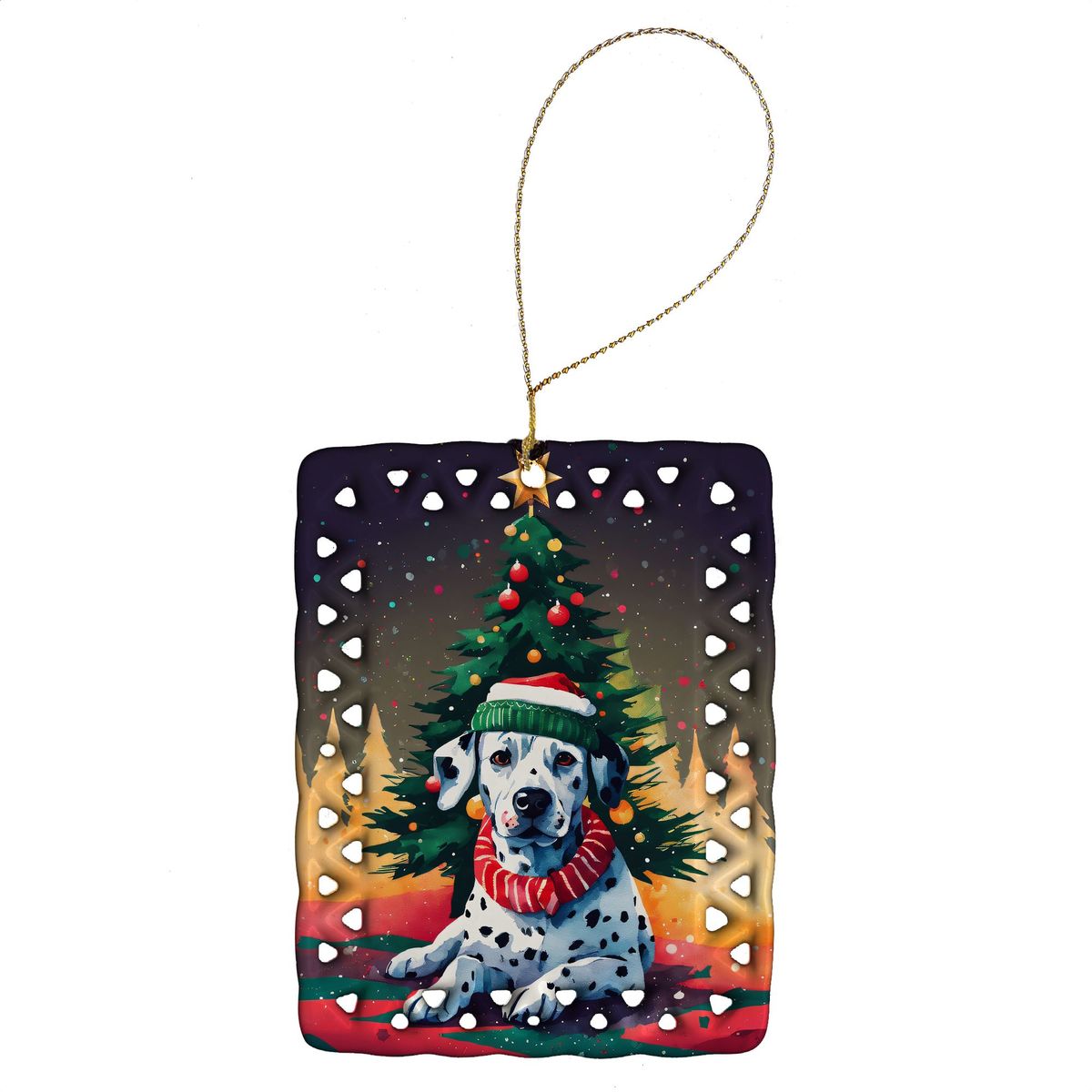 Dalmatian Christmas Porcelain Ornament Christmas Tree Hanging Decorations For Home Christmas Holiday, Rectangle, Gift, Multicolor_maomaolike.com