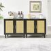 Side Panel Buffet Cabinet With Natural Rattan Door, Rattan Storage Cabinet With Adjustable Shelves, Side Panel And Buffet With Storage Space, Modern Console Cabinet In Bedroom And Living Room_maomaolike.com