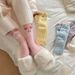 Winter new thick warm coral fleece women's socks cute cartoon embroidered three dimensional ears home confinement floor socks_maomaolike.com