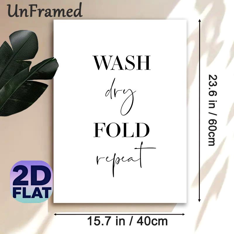 Laundry Themed Painting Poster, Minimalist Black-and-White Mixed Typography Poster, Sleek Functional Decor Ideal For Laundry Room_maomaolike.com