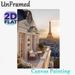 Paris Balcony & Eiffel Tower Painting Poster, Warm-toned Elegant Sunset Cityscape Poster, Adds Romantic Cozy Ambiance, Ideal For Living Room, Bedroom_maomaolike.com