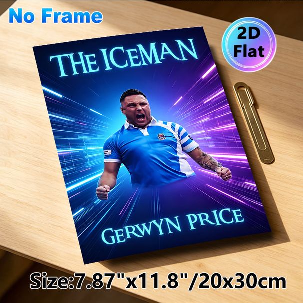 Gerwyn Price "The Iceman" Sports Painting Poster, Vibrant Neon-lit Dynamic Athlete Portrait Poster, Energetic Sports-themed Decor Ideal For Game Rooms_maomaolike.com