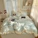 Wholesale Korean Style Princess Carved Milk Velvet Four-Piece Coral Fleece Thickened Warm Lace Flannel 4-Piece Set_maomaolike.com