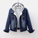 Women's Clothing Velvet Thickened Cotton Cotton Coat Removable Hooded Warm Lambswool Cotton Coat Short Style_maomaolike.com