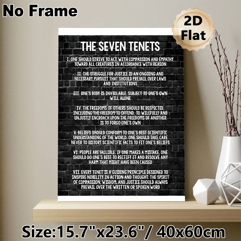 The Seven Tenets Painting Poster, Monochrome Brick Wall Text Poster, Inspirational Guiding Principles Decor Suitable For Home Office, Study Space_maomaolike.com