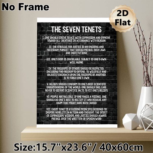 The Seven Tenets Painting Poster, Monochrome Brick Wall Text Poster, Inspirational Guiding Principles Decor Suitable For Home Office, Study Space_maomaolike.com