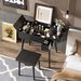 27.9" Black Makeup Vanity Desk With Flip Top Mirror And LED Light, Dressing Table With Charging Station, 2 Drawers And Fold-up Panel, Vanity Set With Cushioned Stool For Bedroom_maomaolike.com
