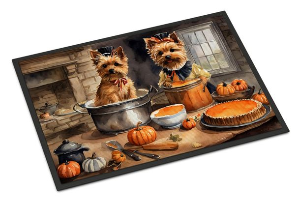 Norwich Terrier Fall Kitchen Pumpkins Doormat Front Door Mat Indoor Outdoor Rugs For Entryway, Non Slip Washable Low Pile, 24H X 36W_maomaolike.com