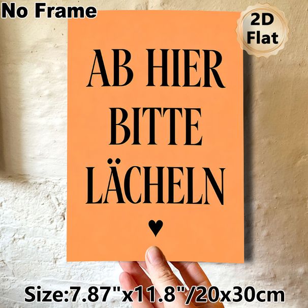 German Quote Painting Poster, Warm Orange Minimalist Typographic Poster, Cheerful Reminder To Spread Positivity, Ideal For Home, Office And Entryway_maomaolike.com