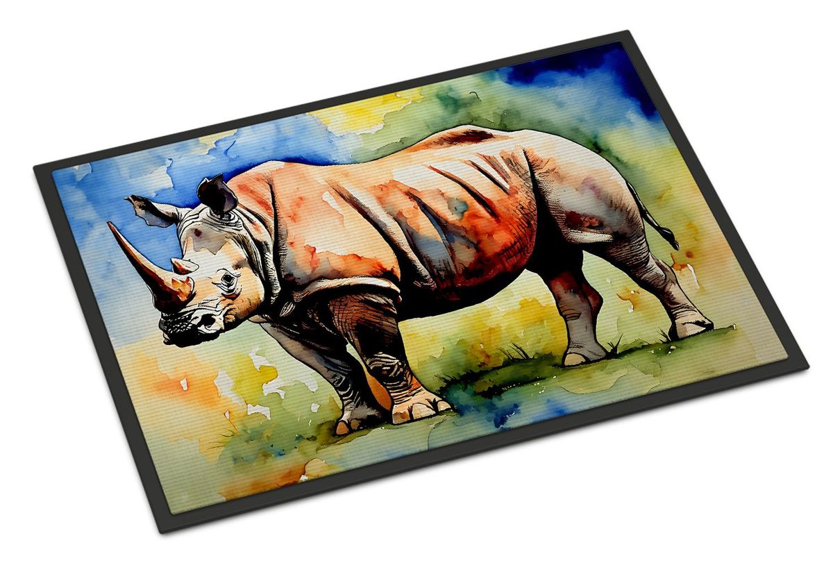 Rhinoceros Doormat Front Door Mat Indoor Outdoor Rugs For Entryway, Non Slip Washable Low Pile, 24H X 36W_maomaolike.com