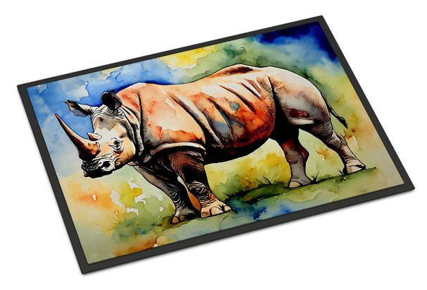 Rhinoceros Doormat Front Door Mat Indoor Outdoor Rugs For Entryway, Non Slip Washable Low Pile, 24H X 36W_maomaolike.com