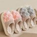 Fashion Couple Winter Slides Warm Plaid Fluffy Slippers Soft Sole Flip Flops For Women And Men Home Indoor Non-slip_maomaolike.com