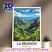 La Reunion Cirque De Cilaos Painting Poster, Vibrant Stylized Tropical Mountain & Coastal View Poster, Eye-catching Scenic Piece Ideal For Home_maomaolike.com
