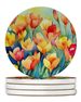 Freesias In Watercolor Large Sandstone Coasters Pack Of 4 Absorbent Round Coasters Decor Gifts For Men Or Women, 4 In, Multicolor_maomaolike.com