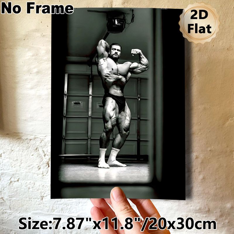 Bodybuilding Themed Painting Poster, Monochrome Realistic Muscular Athlete Poster, Motivational Wall Decor Suitable For Home Gym, Fitness Studio_maomaolike.com