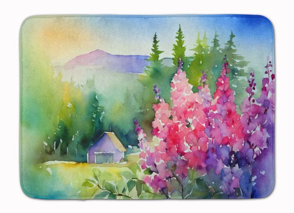 Idaho Syringa In Watercolor Memory Foam Kitchen Mat Machine Washable Anti-Fatigue Mat Cushion Comfort Bath Mat Or Kitchen Rug_maomaolike.com