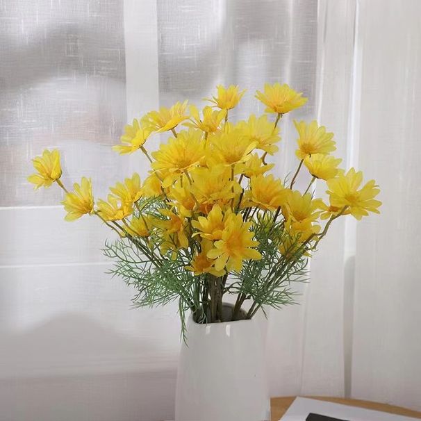 Artificial Flower Decoration: 5 Small Wild Chrysanthemums For Wedding Decoration, Daisies, Fake Flowers, A Bouquet Of_maomaolike.com