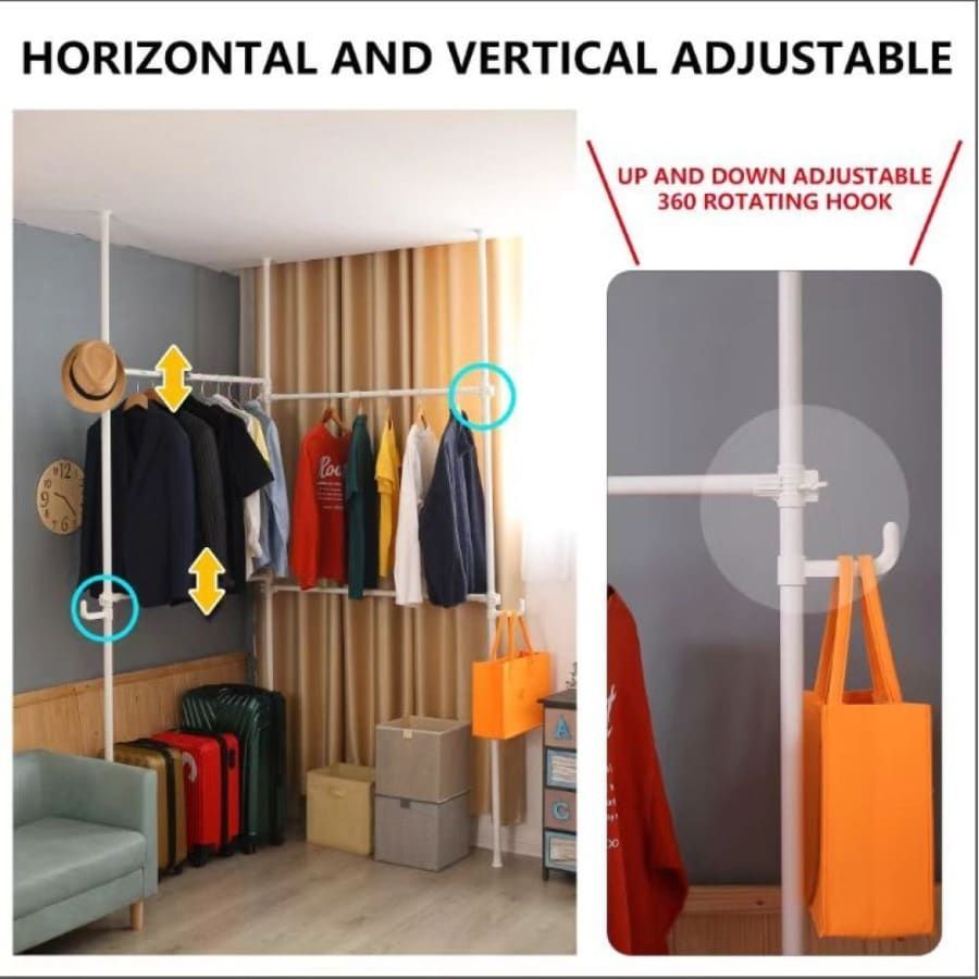 Double Clothing Rack, Adjustable Racks For Hanging Clothes, 2 Tier Clothes Heavy Duty Garment White Closet Freestanding System-White_maomaolike.com