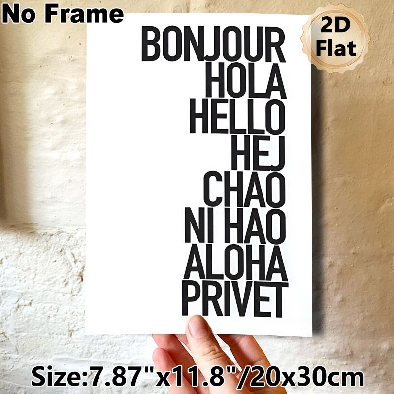 Multilingual Greetings Painting Poster, Sleek Black & White Typographic Poster, Culturally Diverse Decorative Piece, Ideal For Entryway, Living Room_maomaolike.com
