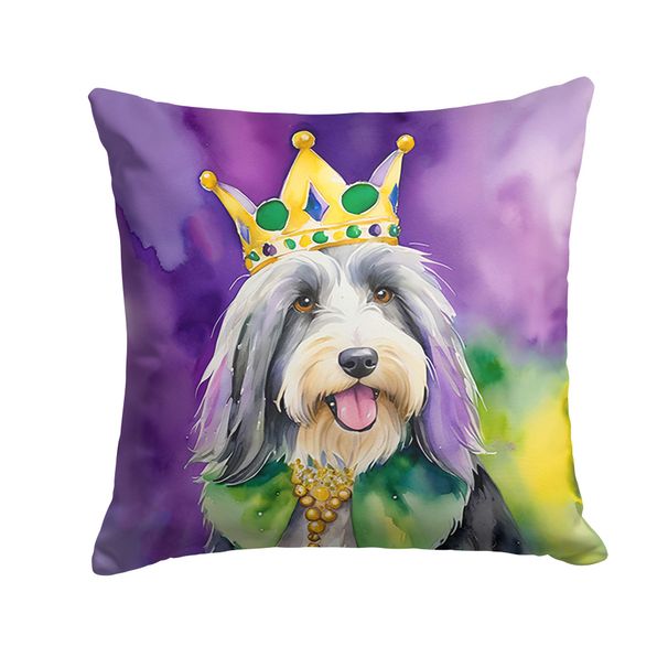 Bearded Collie King Of Mardi Gras Throw Pillow Machine Washable, Indoor Outdoor Decorative Pillow For Couch, Bed Or Patio, 18Hx18W_maomaolike.com