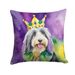 Bearded Collie King Of Mardi Gras Throw Pillow Machine Washable, Indoor Outdoor Decorative Pillow For Couch, Bed Or Patio, 18Hx18W_maomaolike.com
