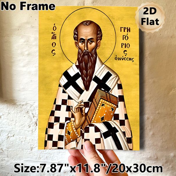 Saint Gregory Orthodox Icon Painting Poster, Traditional Byzantine-style Gilded Religious Figure With Sacred Book Poster, Serene Devotional Artwork_maomaolike.com