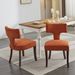 Set Of 2 Mid Century Modern Dining Chairs, Upholstered Farmhouse Accent Chairs With Curved Backrest And Copper Nail Trim, Hardwood Frame, Orange Linen Fabric_maomaolike.com