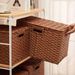Lidded Rattan Woven Basket Multi-Functional Organizer With Handle For Home Bedroom Miscellaneous Storage Box_maomaolike.com