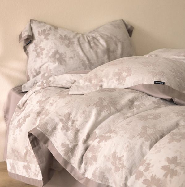 Ice Silk Cooling Cover Elegant Oriental Aesthetics~Wide-Edged High-End Cotton-Linen Four-Piece Set Chinese Style_maomaolike.com