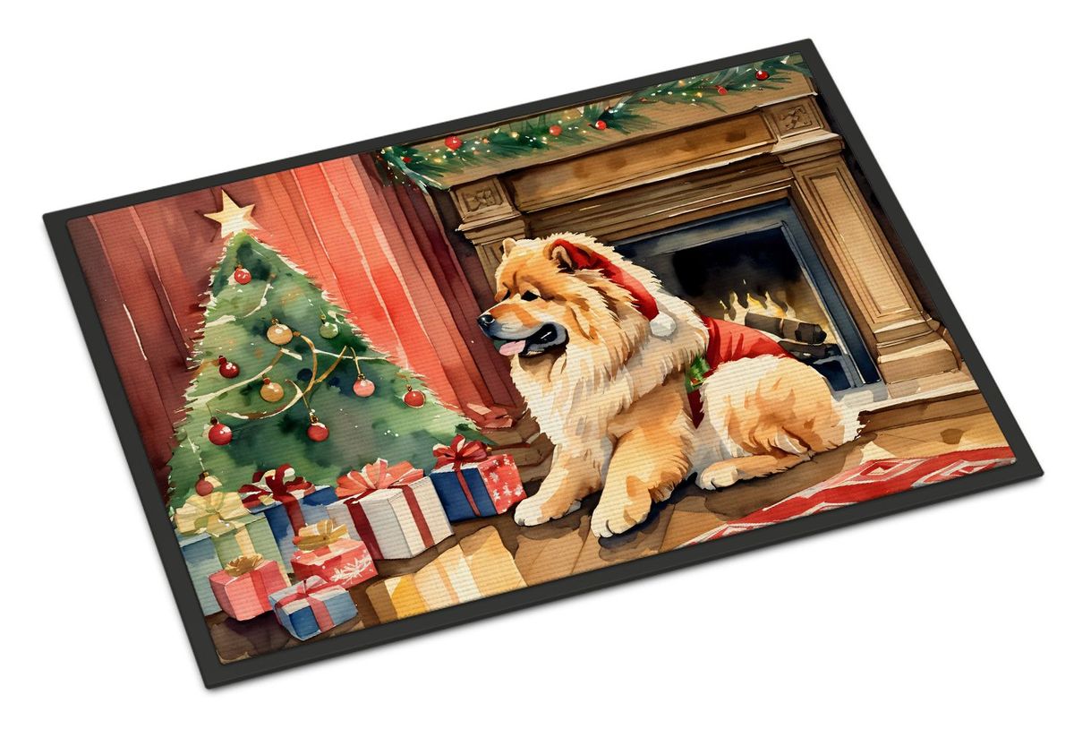 Chow Chow Cozy Christmas Doormat Front Door Mat Indoor Outdoor Rugs For Entryway, Non Slip Washable Low Pile, 24H X 36W_maomaolike.com
