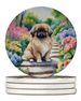 Pekingese Spring Path Large Sandstone Coasters Pack Of 4 Absorbent Round Coasters Decor Gifts For Men Or Women, 4 In, Multicolor_maomaolike.com