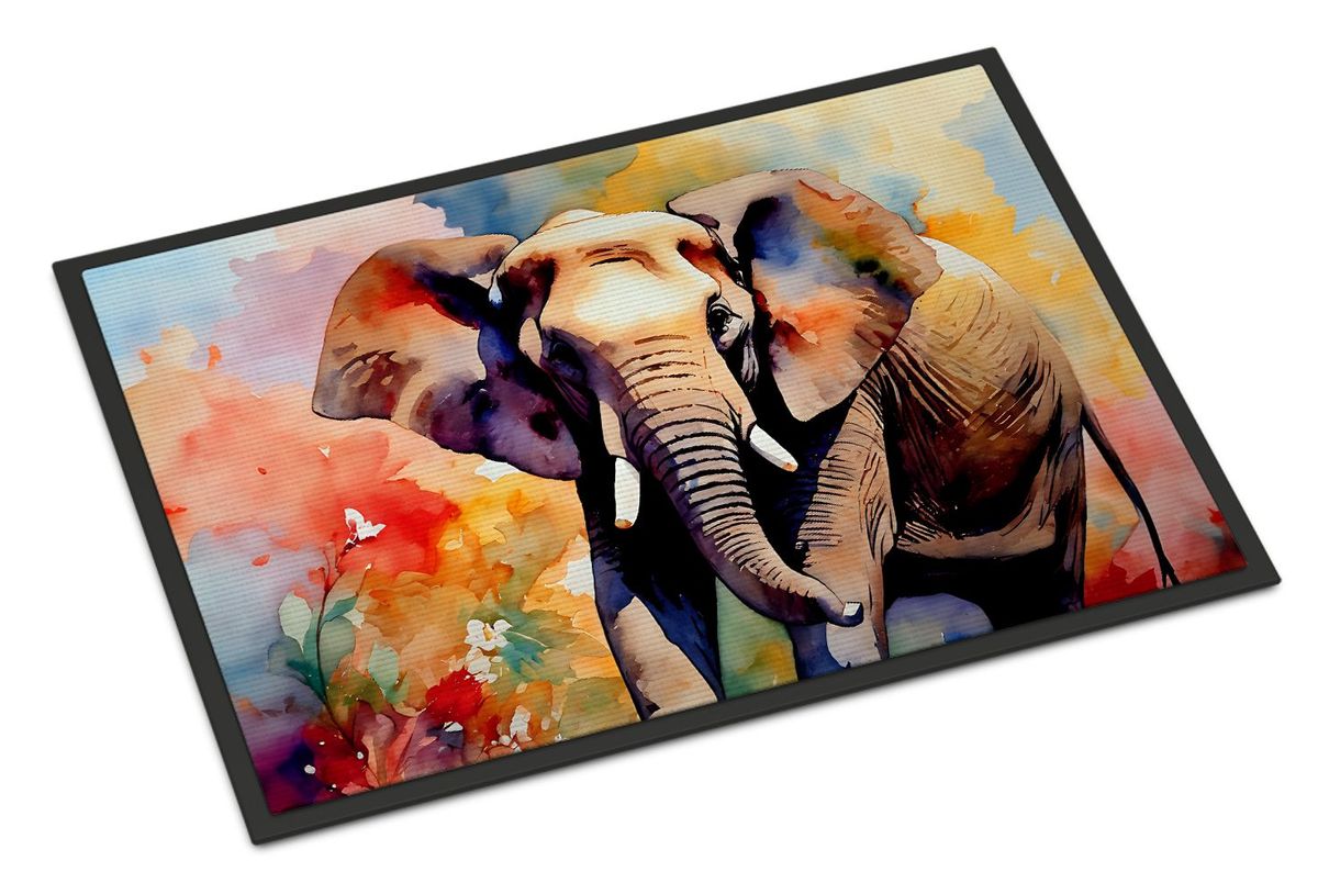 Elephant Doormat Front Door Mat Indoor Outdoor Rugs For Entryway, Non Slip Washable Low Pile, 24H X 36W_maomaolike.com