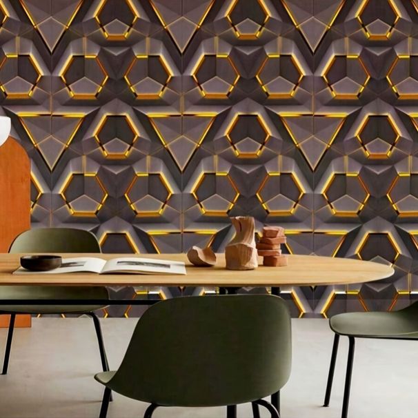 3D Three-Dimensional Geometric Restaurant Panel Background TV Self-Adhesive Decorative Waterproof Wall Sticker_maomaolike.com