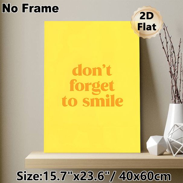 Don't Forget To Smile Inspirational Painting Poster, Warm Minimalist Typographic Poster, Uplifting Cheerful Decor Ideal For Home, Office, Living Room_maomaolike.com