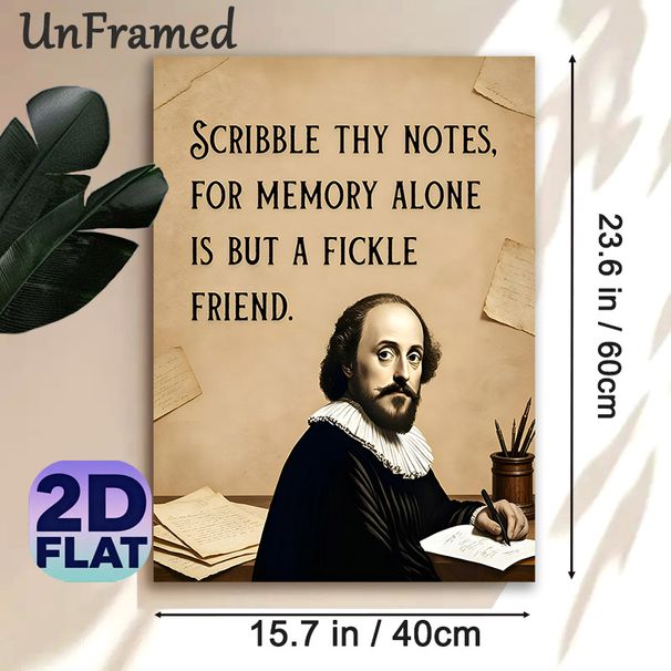 Shakespeare Quote Painting Poster, Vintage Literary-style Poster, Inspirational Note-taking Reminder, Ideal For Home Office And Study Room_maomaolike.com