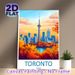 Toronto Autumn Cityscape Painting Poster, Vibrant Illustration-style Warm-toned Skyline Poster, Scenic Artwork With Iconic Tower & Fall Foliage, Ideal_maomaolike.com