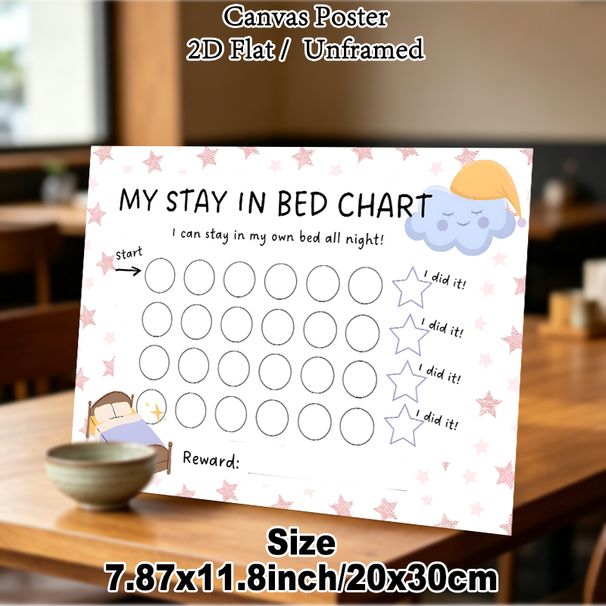 Stay In Bed Reward Chart Painting Poster, Cute Cartoon Sleep-themed Poster, Helps Encourage Staying In Bed All Night, Ideal For Bedroom_maomaolike.com