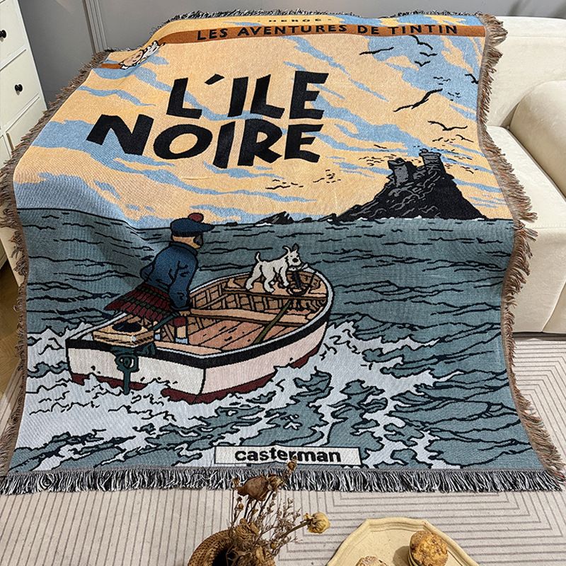 Nautical Diary Cotton Thread Single Throw Living Room Decor Sofa Dustproof Blanket_maomaolike.com