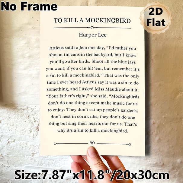 To Kill A Mockingbird Literary Quote Painting Poster, Vintage-style Classic Book Excerpt Poster, Thought-provoking Literary Content Ideal For Home_maomaolike.com