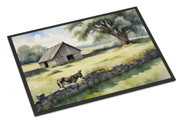Donkey By The Stone Wall Doormat Front Door Mat Indoor Outdoor Rugs For Entryway, Non Slip Washable Low Pile, 24H X 36W_maomaolike.com