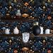 45cm*2000cm Midnight Blue & Gold Foil Mushroom Wallpaper – Luxury Dark Botanical Peel & Stick Wall Decor_maomaolike.com